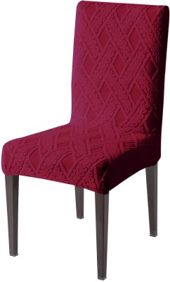 HOKiPO Jacquard Floral Chair Cover(Maroon Pack of 1)