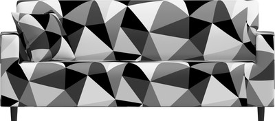 B BESTILO Polyester Checkered 3 Seater Sofa Cover(Black Prism Pack of 1)