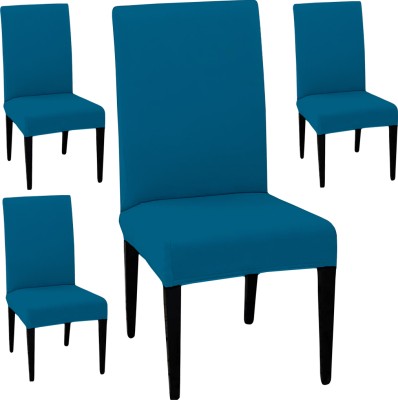 LAZI Polycotton Plain Chair Cover(Airforce Blue Pack of 4)