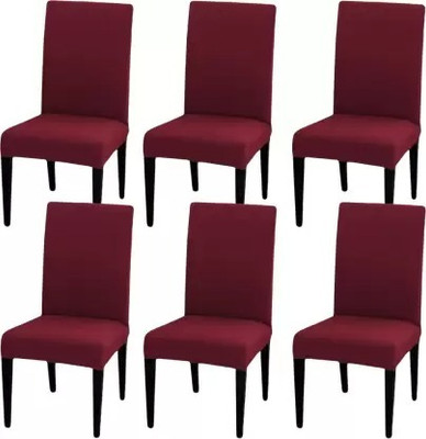 Leoaries Polyester Plain 1 Seater Chair Cover(Maroon Pack of 6)