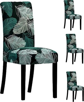 Magic Cover Polyester Abstract Chair Cover(Dark Green Pack of 4)