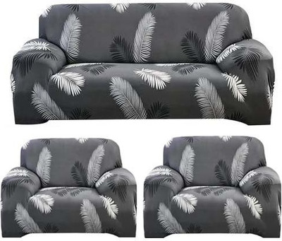 ADstore Polyester Floral 3+1+1 Seater Sofa Cover(Grey Pack of 1)