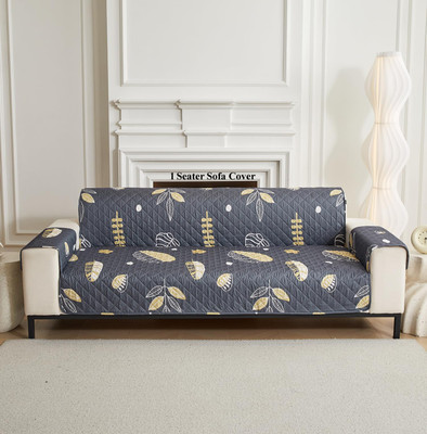 HOUSE OF QUIRK Polyester 1 Seater Sofa Plain Cover(Pack of 1 Charcoal)