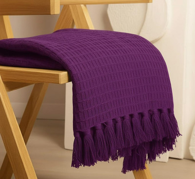 Belgium Furnishings Cotton 1 Seater Sofa Checkered Cover(Pack of 1 Wine Purple)