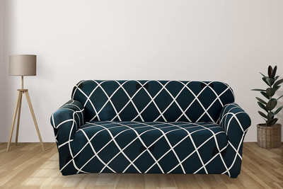 DFH Polyester Striped 3 Seater Sofa Cover(Multicolor Pack of 1)