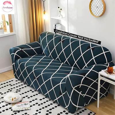 FurShine Polyester 3 Seater Sofa Checkered Cover(Pack of 1 Blue Diamond)