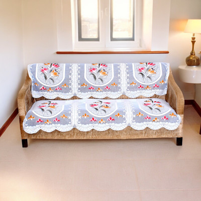 Satisfyn Cotton 3 Seater Sofa Floral Cover(Pack of 2 Blue)