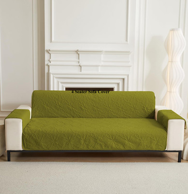 HOUSE OF QUIRK Polyester Plain 4 Seater Sofa Cover(Green Pack of 1)