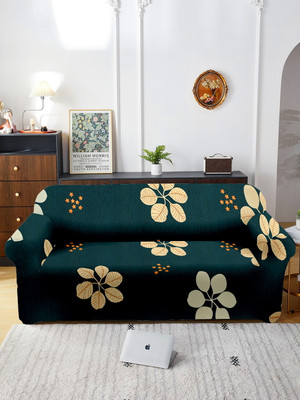 Cortina Polyester 3 Seater Sofa Abstract Cover(Pack of 1 Green, Beige)