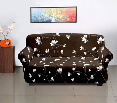 KUBER INDUSTRIES Polyester Floral 3+1+1 Seater Sofa Cover(Brown Pack of 1)