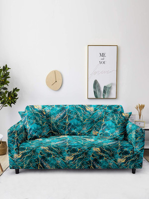 Cortina Polyester 3 Seater Sofa Embroidered Cover(Pack of 1 Blue)