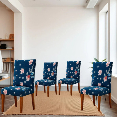 igi Polyester Abstract 1 Seater Chair Cover(BLUE Pack of 4)