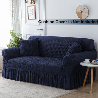 lukzer Polyester Checkered 1 Seater Sofa Cover(Navy Blue Pack of 1)