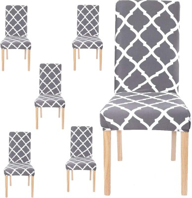 Rabhnoor Polycotton Abstract Chair Cover(Grey Pack of 6)