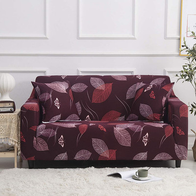 lukzer Polyester Floral 3 Seater Sofa Cover(maroon Pack of 1)