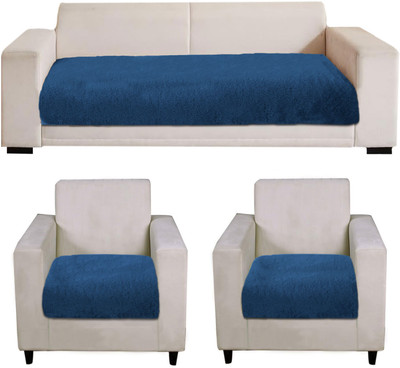 F i Polyester Plain 3+1+1 Seater Sofa Cover(Teal Pack of 3)