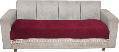Fashion Throw Velvet 3 Seater Sofa Geometric Cover(Pack of 1 Maroon)