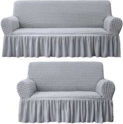 HOUSE OF QUIRK Polyester Striped Sofa Cover(Smoke Pack of 2)