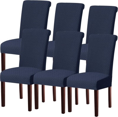 DFH Polycotton Plain Chair Cover(Premium soft fabric , Blue , Pack of 6)