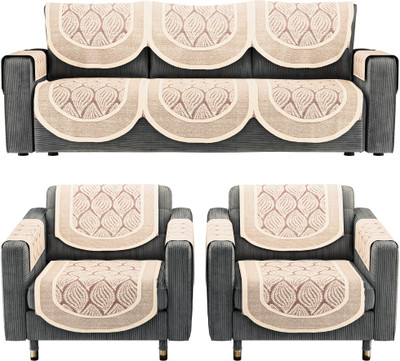KUBER INDUSTRIES Cotton 3+2 Seater L-Shape Sofa Geometric Cover(Pack of 16 Maroon)