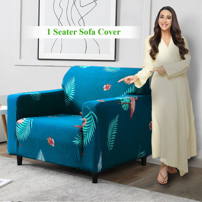 HOKiPO Polyester 1 Seater Sofa Floral Cover(Pack of 1 Teal Feather)