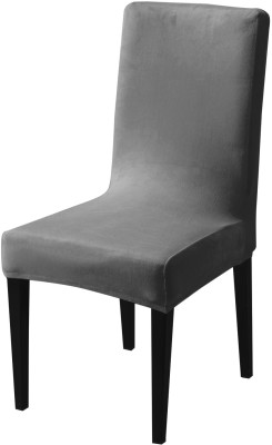 HOKiPO Velvet Plain Chair Cover(Dark Grey Pack of 1)