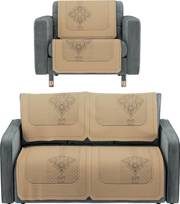KUBER INDUSTRIES Cotton 3 Seater Sofa Geometric Cover(Pack of 6 Gold)