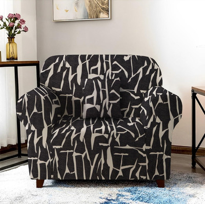 lukzer Polyester Striped 1 Seater Sofa Cover(Black & White Design Pack of 1)