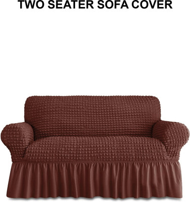 Flipkart SmartBuy Polyester Plain 2 Seater Sofa Cover(Brown Pack of 1)