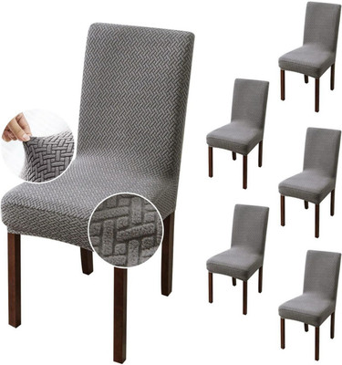 vinsano Jacquard 1 Seater Chair Plain Cover(Pack of 6 light grey)