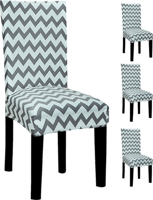 Magic Cover Polyester 1 Seater Chair Floral Cover(Pack of 4 White)