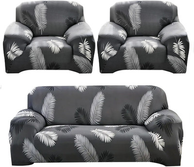 B BESTILO Polyester Checkered 3+1+1 Seater Sofa Cover(Dark Grey Pack of 3)
