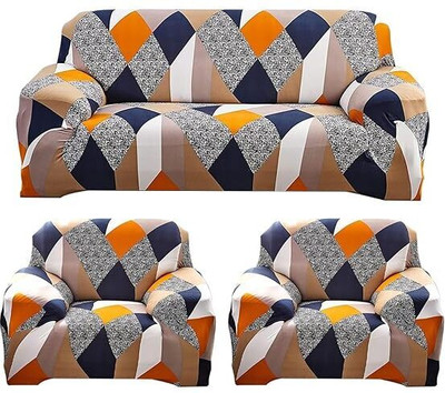 shri radhe Polyester Abstract 3+1+1 Seater Sofa Cover(Multicolor Pack of 3)