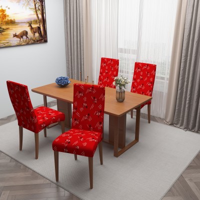 Glassiano Polyester Floral 1 Seater Chair Cover(Red Pack of 4)