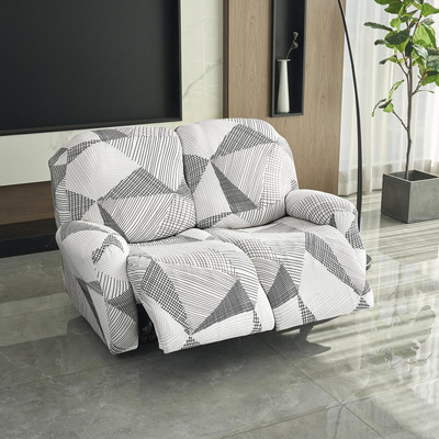 HOKiPO Polyester Geometric 2 Seater Sofa Cover(White Pack of 1)