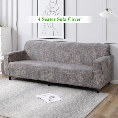 HOKiPO Polyester 4 Seater Sofa Abstract Cover(Pack of 1 Abstract Lines Brown)