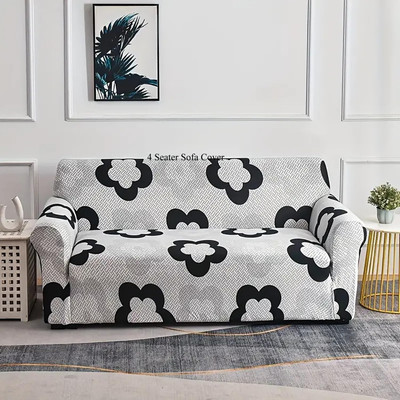 Magic Cover Polyester Plain 4 Seater Sofa Cover(White Pack of 1)
