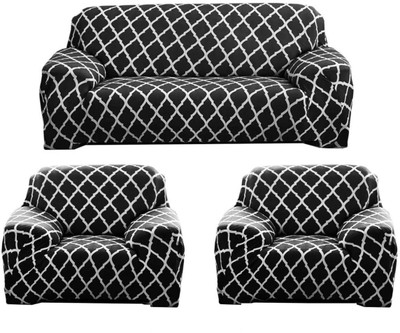 Flipkart SmartBuy Polyester Checkered 3+1+1 Seater Sofa Cover(Black Pack of 1)