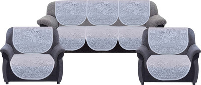 KUBER INDUSTRIES Cotton 3+1+1 Seater Sofa Floral Cover(Pack of 6 White)