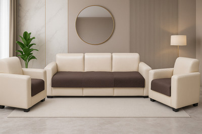KINGLY Velvet Plain 3+1+1 Seater Sofa Cover(Taupe Brown Pack of 3)