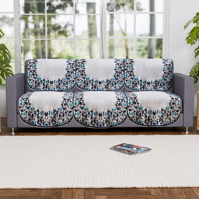 KUBER INDUSTRIES Cotton 3 Seater Sofa Floral Cover(Pack of 6 Grey)