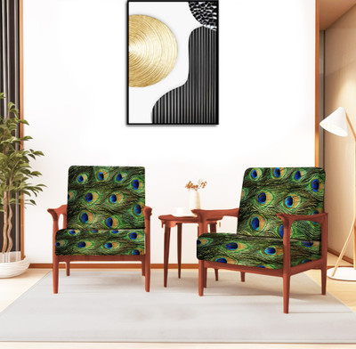 ohello Polycotton Abstract 3 Seater Sofa Cover(Green, Blue Pack of 4)
