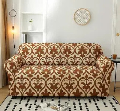 GURU KIRPA TEXTILE Polycotton 3 Seater Sofa Geometric Cover(Pack of 1 Brown)