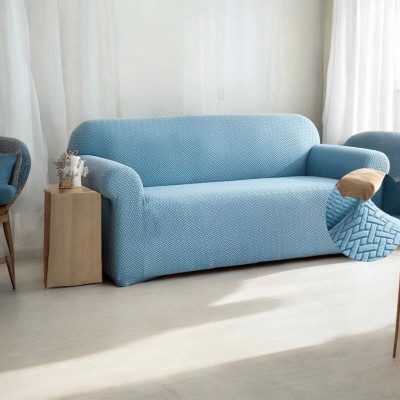 DFH Polyester Plain Sofa Cover(Blue Pack of 1)