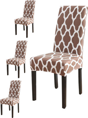 ComfyStyle Polyester Abstract 1 Seater Chair Cover(Beige Pack of 4)