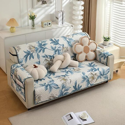 Ramesht Enterprises Polyester, Cotton 3 Seater Sofa Floral Cover(Pack of 1 white)