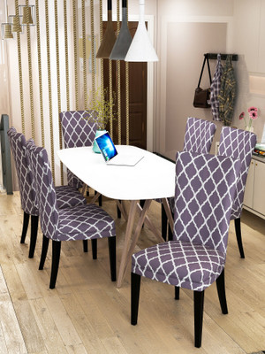 Nendle Polycotton Damask 1 Seater Chair Cover(Grey Pack of 6)