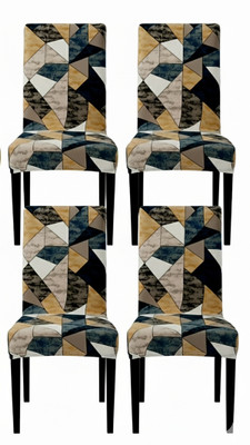 igi Polyester 4 Seater Chair Geometric Cover(Pack of 4 Multicolor)
