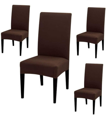 Priscilla Polyester Plain 4 Seater Chair Cover(Brown Pack of 4)
