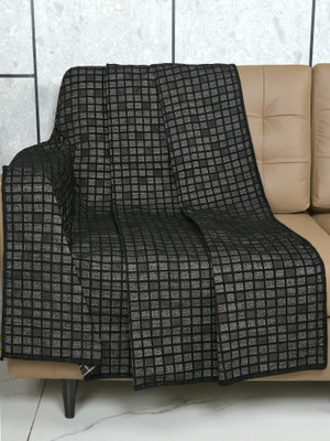 Saral Home Chenille Abstract 3 Seater Sofa Cover(Grey Pack of 1)